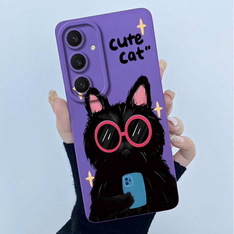 Funny Cool Cat Dog Silicone Phone Case For Samsung Galaxy A16 A26 A36 A56 5G Bumper Matte Protective Soft Back Cover Shell Capas