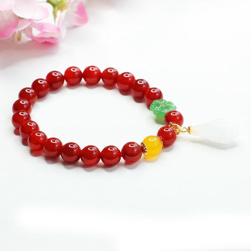 Magnolia Chalcedony & Natural Red Agate Bracelet MN2051612