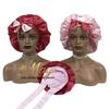 TOP Quality Double Layer Soft Satin Bonnet with Edge Band Designer Headbands Elastic Long Head Tie Silk Hair Bonnet