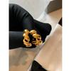 Fashion Retro Gold Silver Cable Stitch Simple Bracelet Earrings Circle Female Accessible Luxury Fancy Ear Clip Earrings Earrings Female Autumn