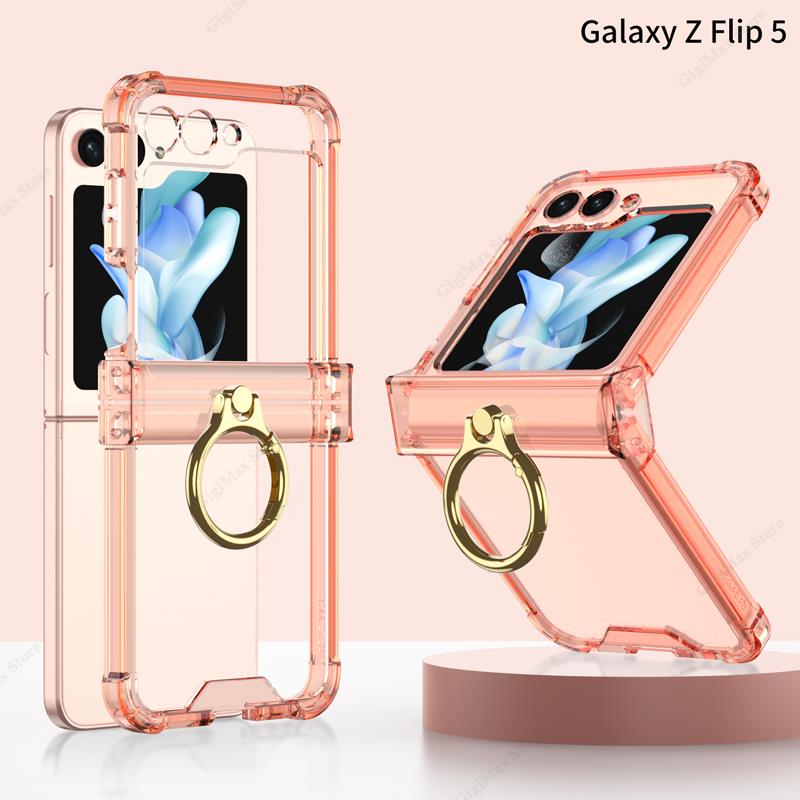Wireless Charging Case For Samsung Galaxy Z Flip 5 Flip5 Clear Soft Cover For Samsung ZFlip5 Z Flip5 Funda Case Protective Coque