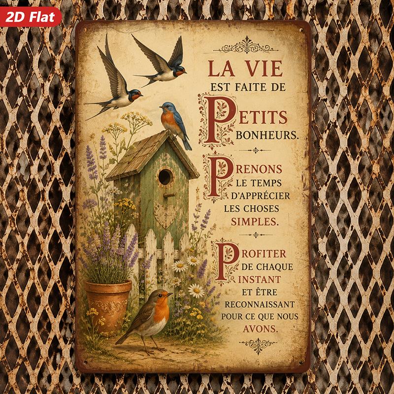 Metal Decorative Sign La Vie Est Faite De Petits Bonheurs