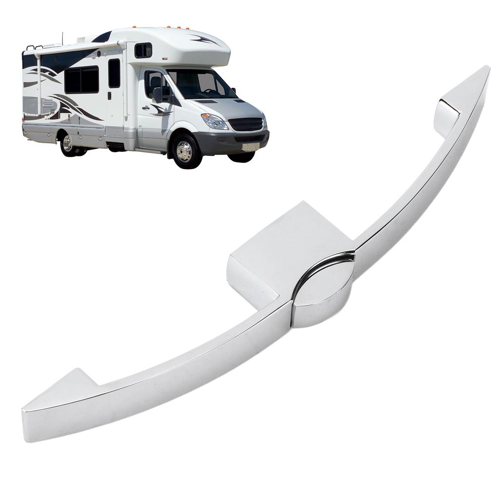 RV Push Button Pull Handle Latch Lock Arc Shape Glossy Silver for Caravan Truck Camper