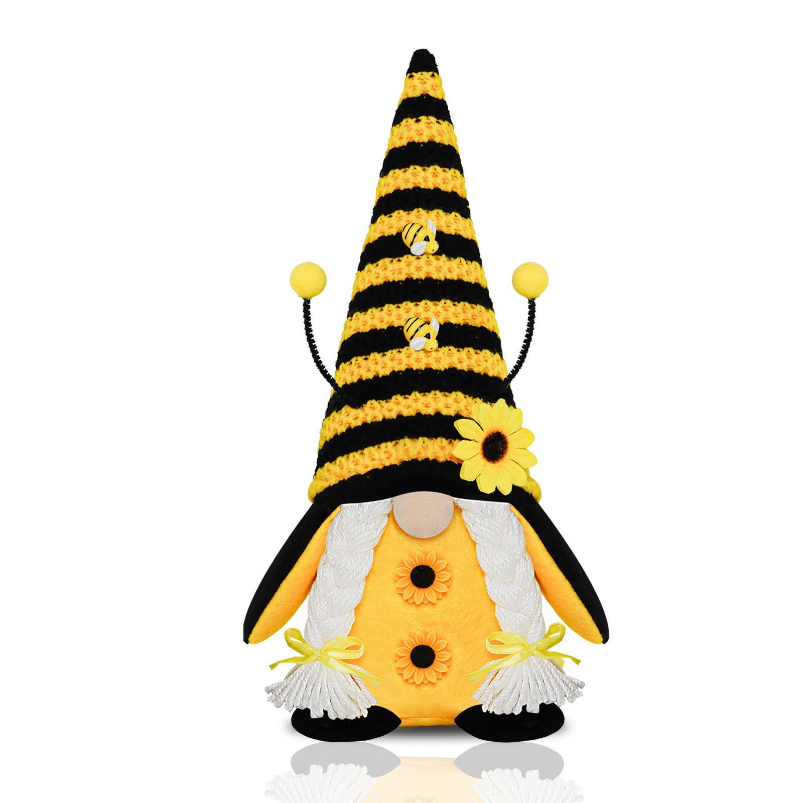 Bee Festival Rudolph Faceless Plush Toy - Knitted Old Man Sunflower Ornament 20cm x 12cm x 3cm жёлтый