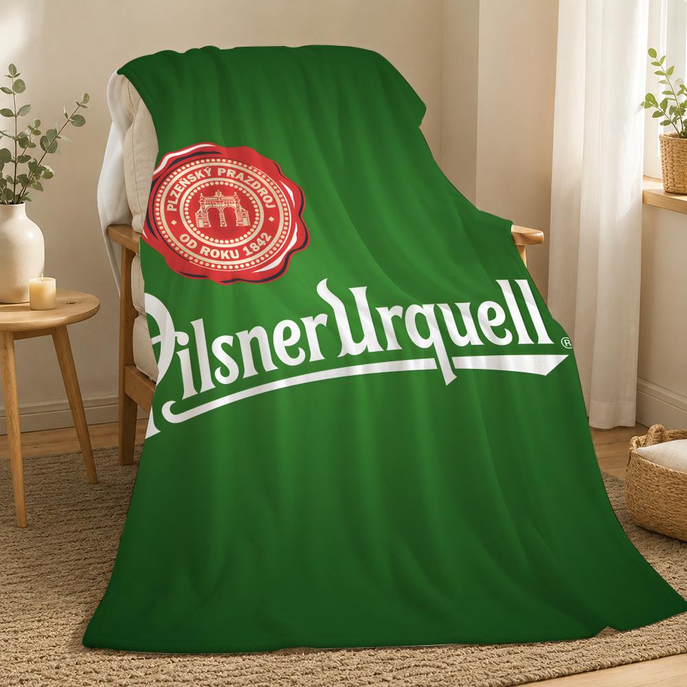 Pilsner Urquell Fashion Throw 240g flannel blanket, suitable for sofas, beds, offices, exquisite gift blankets 75X95CM