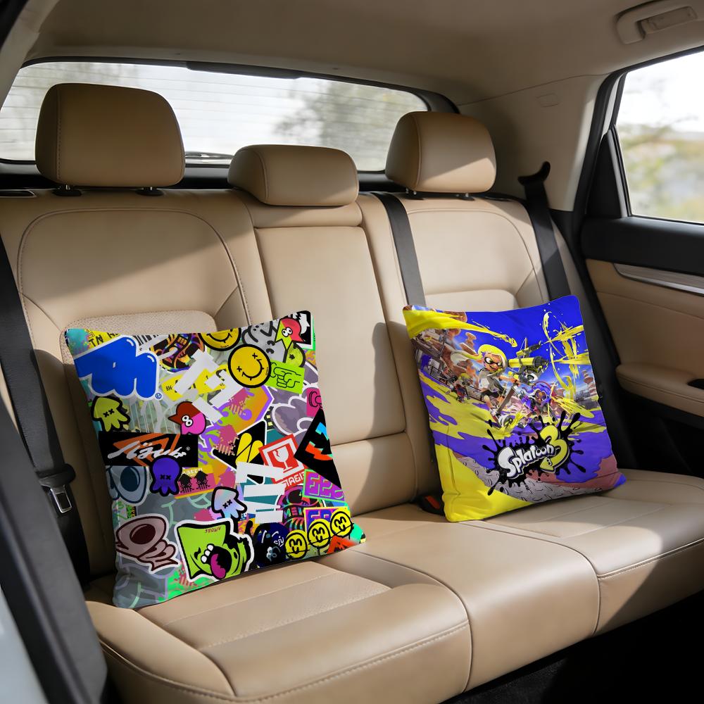 Game SSplatoon Cushion Cover Short Plush Pillowcase for Bed Sofa Carwashable