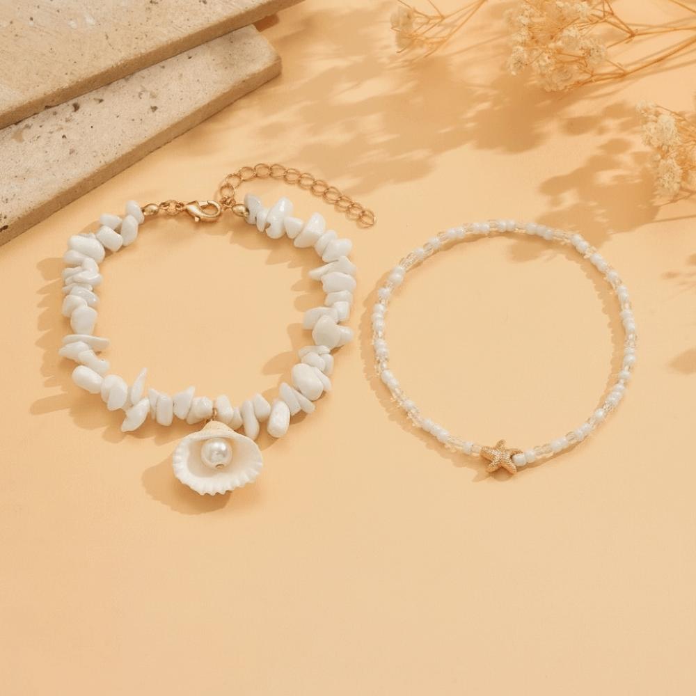 Chaîne de Pied Étoile de Mer Perle Bijoux de Plage Simple Cheville Perles Vacances