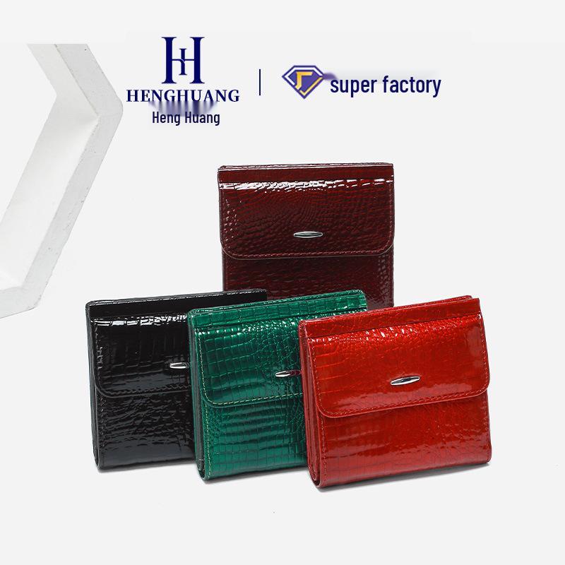 Genuine Leather Women's Short Wallet – Stylish Multi-functional Coin Purse with Magnetic Buckle and Card Holder