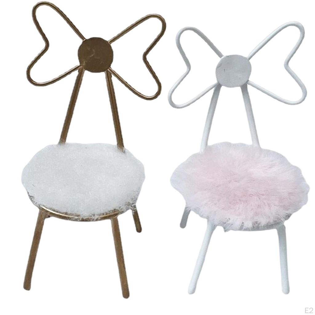 1:12 Maßstab Puppenhaus Metallstuhl mit Plüschkissen Heimdekorationszubehör