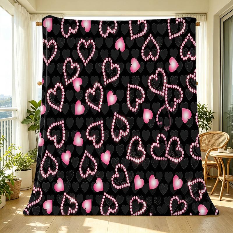 Heart Series Lightweight Flannel Throw Blanket Ultra Soft, Cozy Warm, Home Decor, Ideal Valentine's Day Gift for Cozy Home Use