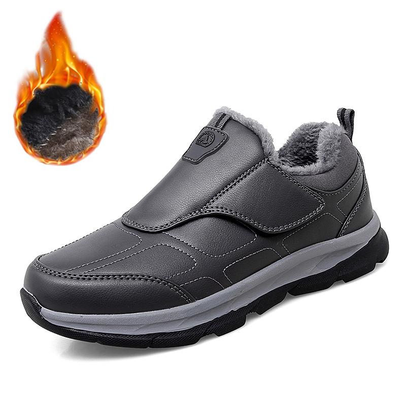 Classic Winter Leather Men's Boots Plush Warm Men's Snow Boots Waterproof Roman Men Work Boots New Large Size Outdoor Warm Boots