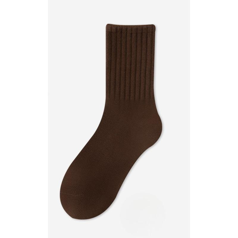 Women's Winter Cotton Socks for Warmth, Wide-mouthed Milk Tea Solid Color Women's Socks, Combed Cotton High-top Cotton Socks