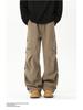 Men's Trendy Spring/Autumn Pleated Wide-Leg Overalls - Stylish, Handsome, and Casual Straight-Leg Trousers.