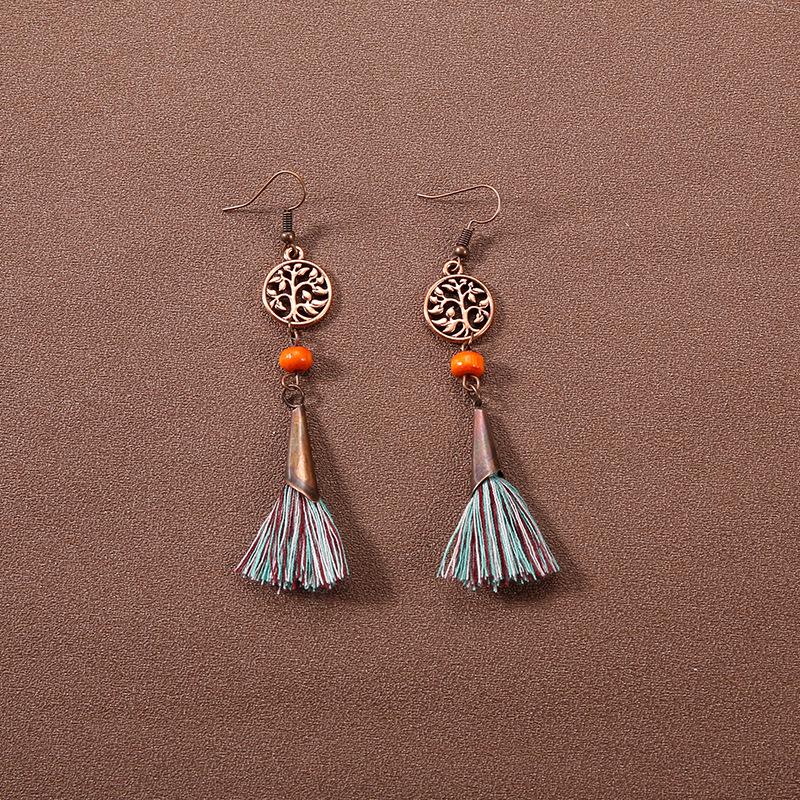 Handmade Retro Bohemian Ethnic Tassel Earrings for Women, Long Thai Style