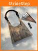 New Chinese Style Water Ripple Bamboo Leaf Print Zen Style Vintage High-quality Single-shoulder Handheld Cloth Bag