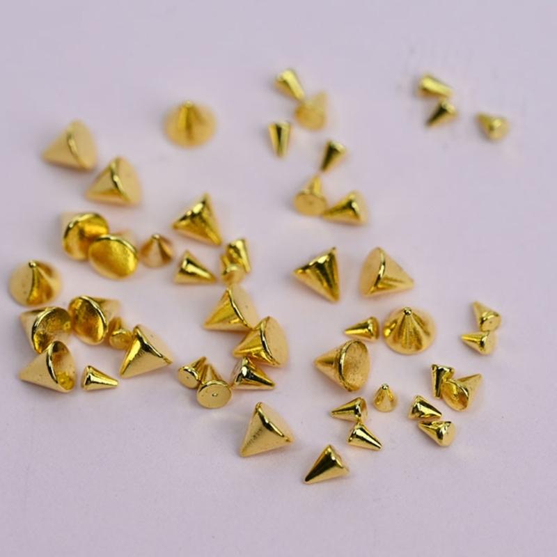 Pack Of 6 Unique Style Metal Nail Art Studs Assorted Shapes Bold Gothic Decorations For DIY Manicure Designs