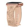 Floral Engraved Strap For Apple Watch Band 40mm 44mm 41mm 49mm 45mm 38mm 42mm Silicone Bracelet Iwatch Series 9 7 Se 6 8 Ultra 2