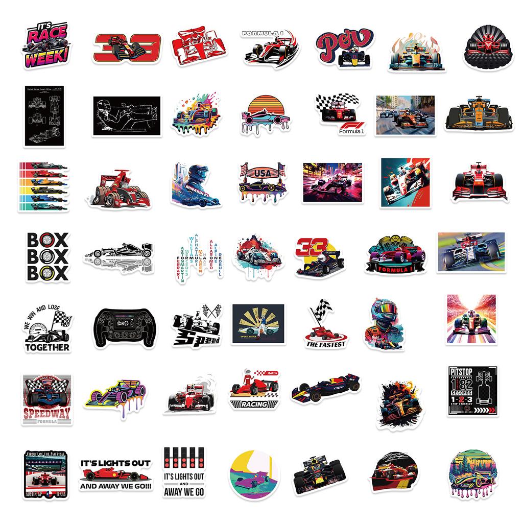 50 Photos F1 Formula One Racing Stickers Decorate Notebook Luggage DIY Waterproof Stickers