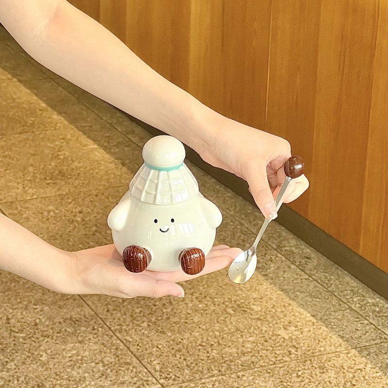 

Birthday Gift for Girls with High Looking Badminton Ceramic Mug with Lid and Spoon To Give Gift Box for Best Friends 401-500ml