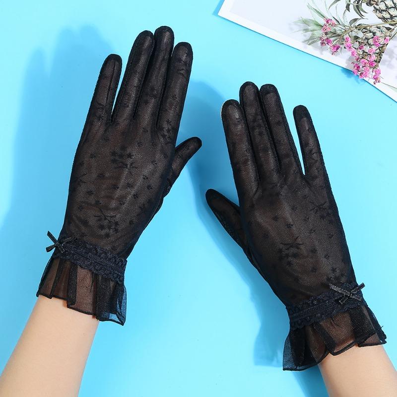 Frühlings- und Sommer-Spitze Damen Langfinger Radsport Sport Fahren Outdoor Beschattung Licht Atmungsaktiv Kühle Touchscreen-Handschuhe