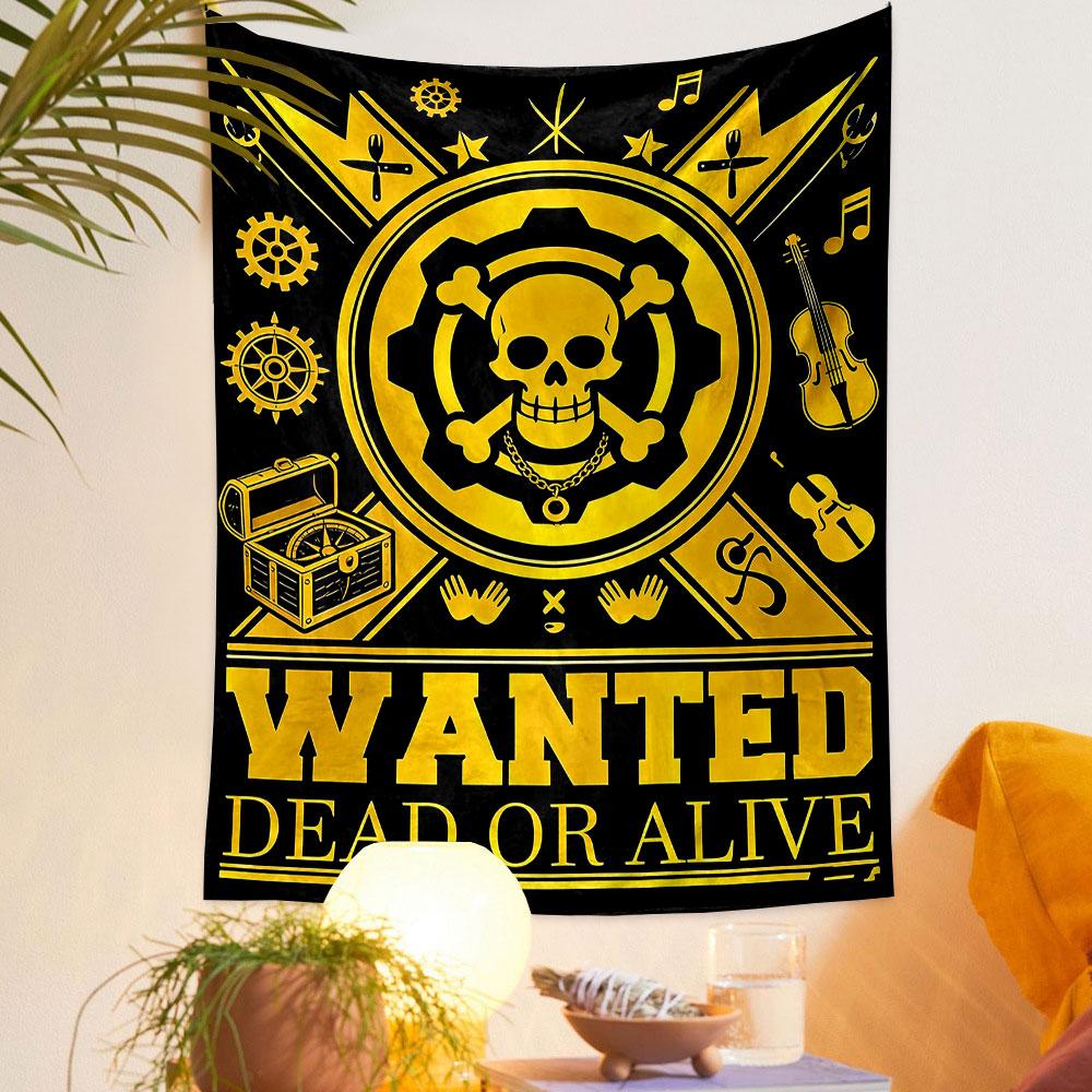 "Wanted Dead or Alive Pirate Design" Patterned Tapestry Home Decor, Suitable for Bedroom and Living Room, Gift