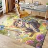 Office Carpet Cute Kitten Swing with Flowers and Butterflies Perfect for Sofa Protection Und