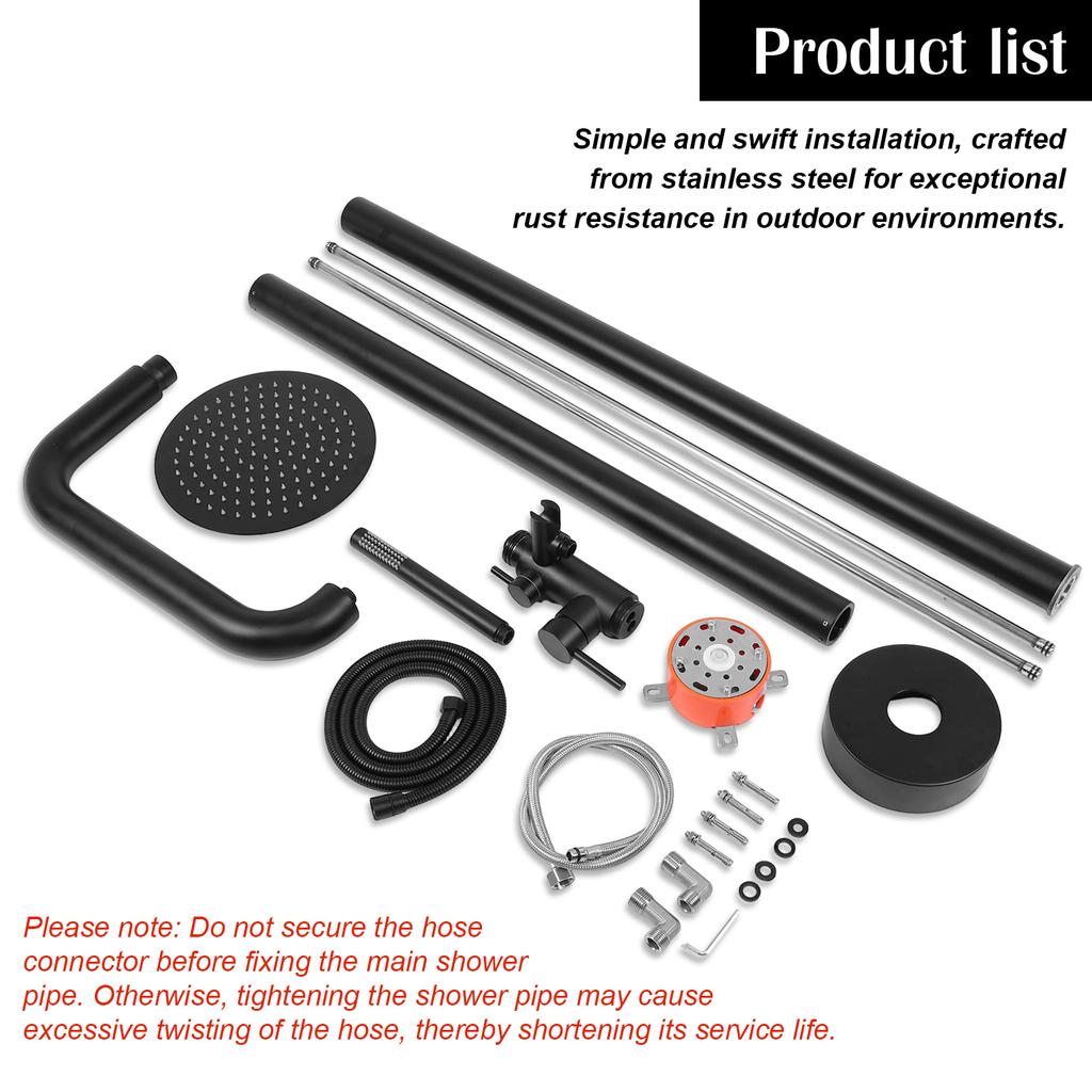 2-Function Freestanding Outdoor Shower Floor Mounted Stainless Steel Beach Shower with Showerhead for Yard Beach Poolside Garden