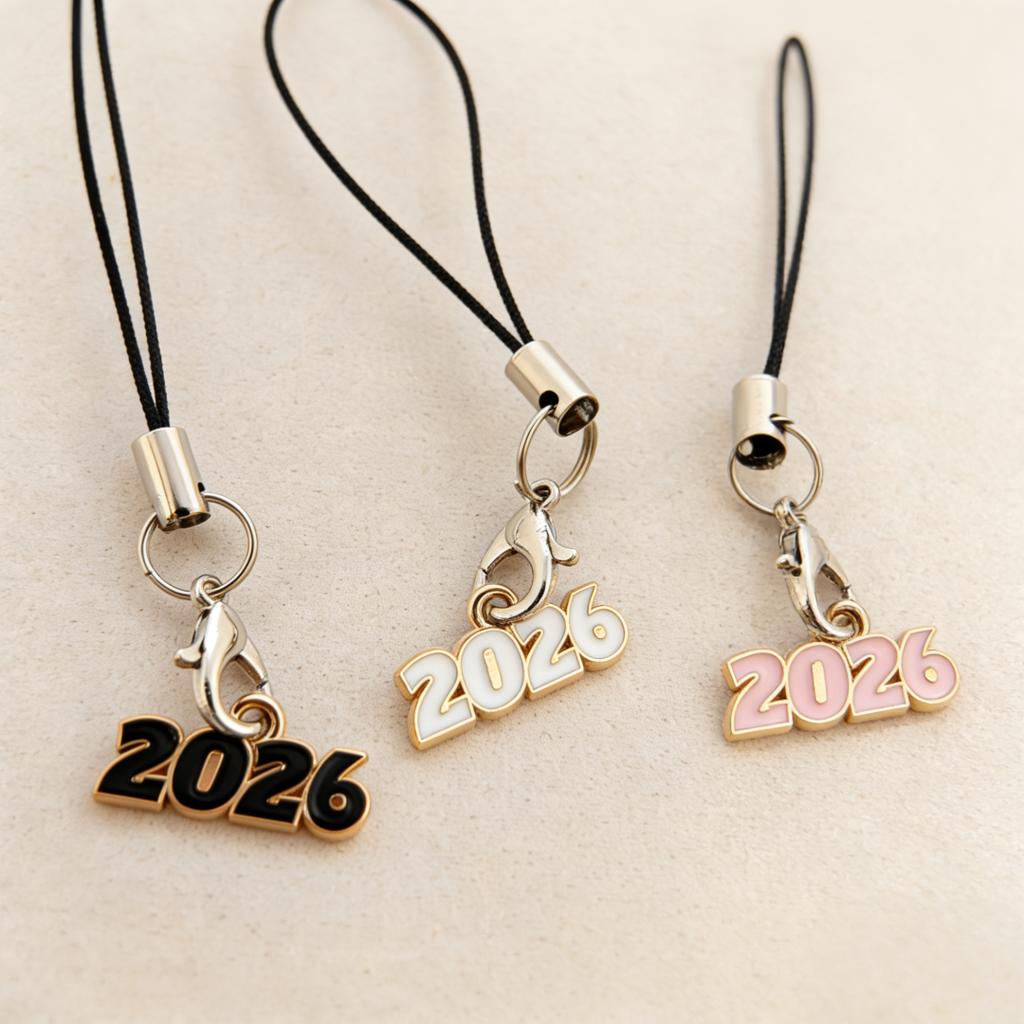 2026 Year Lanyard, Retro-Style Multi-Color Phone Charm, Portable Anti-Loss Lanyard, New Year Commemorative Decorative Item