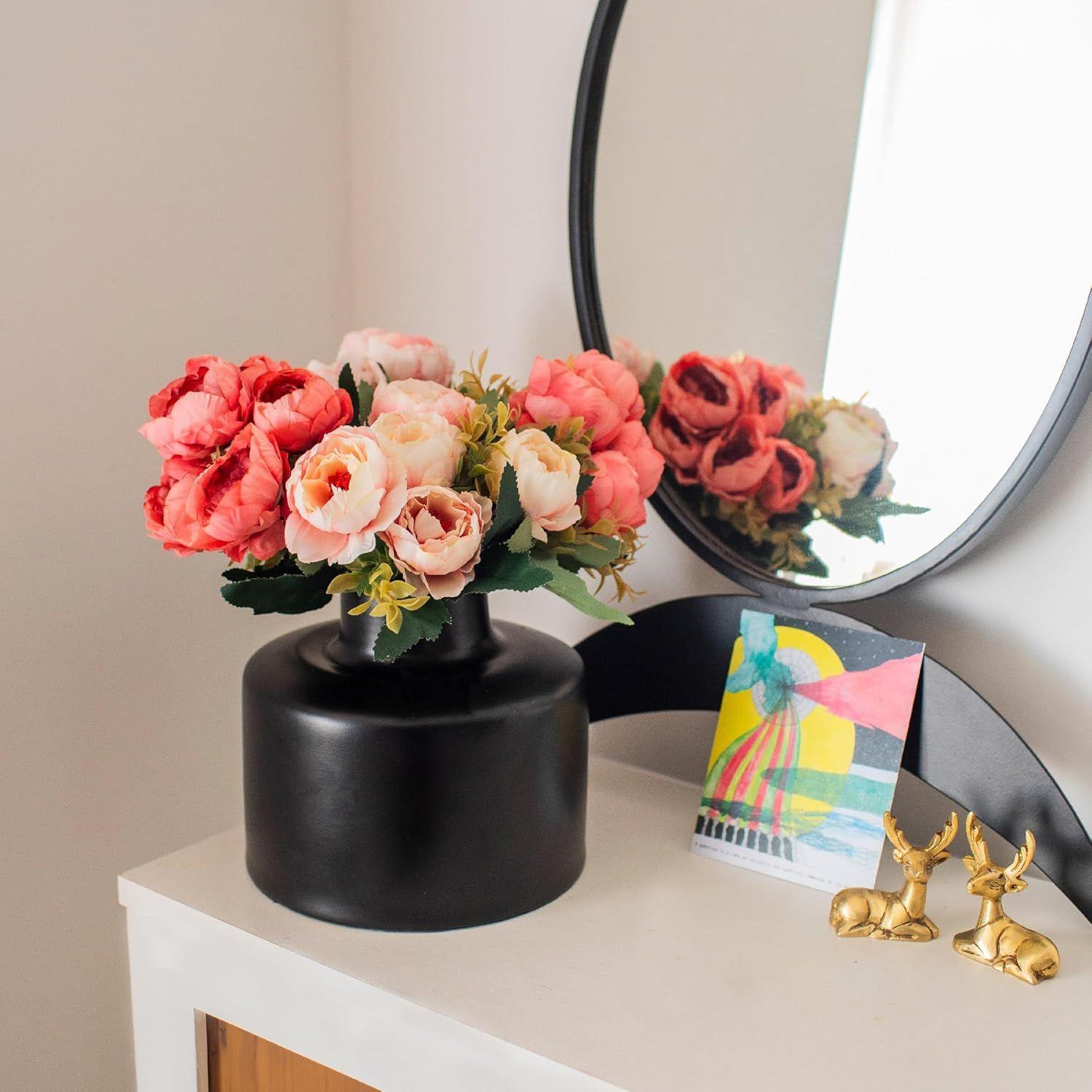 

Matt Black Metal Vase | Elegant Flower Vase for Home Decor | Durable Metal - 1Pc