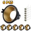 6Pcs GU10 Downlight Frame White Brushed Aluminum Alloy Recessed Ceiling Downlight Fitting Cut Hole Anti-glare Design