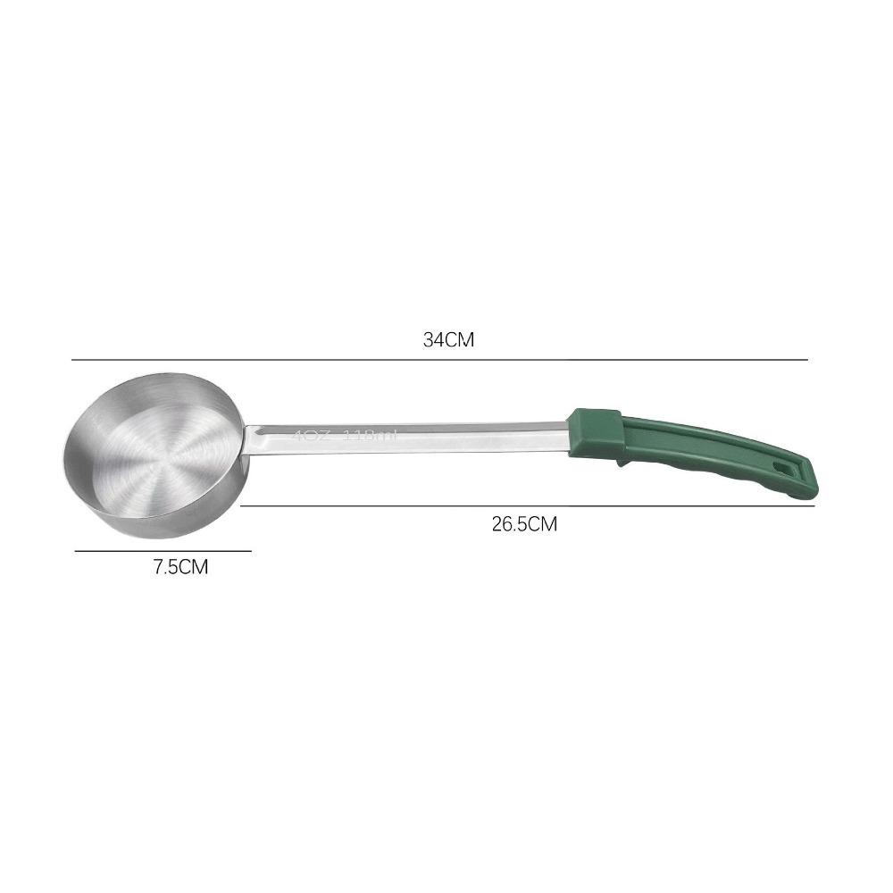 

Ложка для соуса для пиццы из нержавеющей стали с длинной резиновой ручкой Суповые ложки Ложка для размазывания пиццы Кухня 4OZ Green without hole