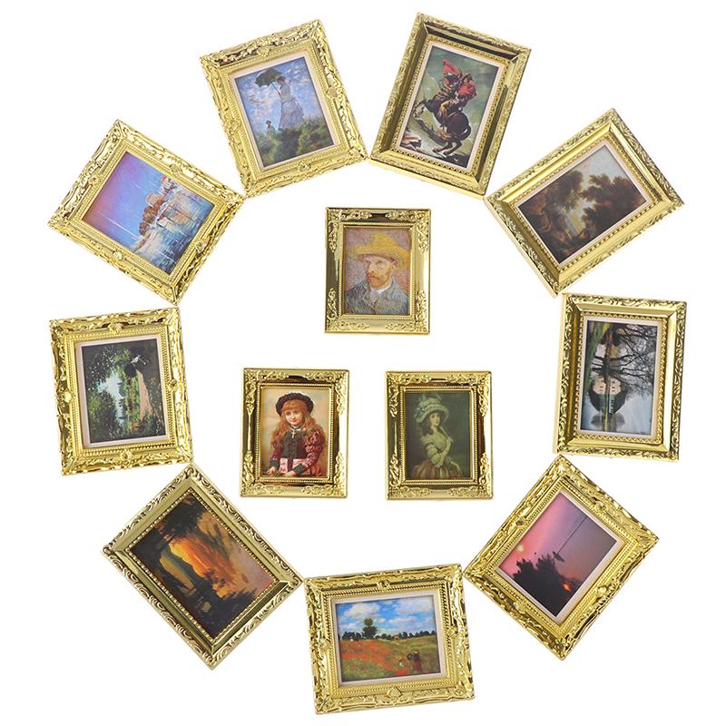 Dollhouse Miniature 1:12 Mini Decorative Accessories Antique Frame Oil Painting