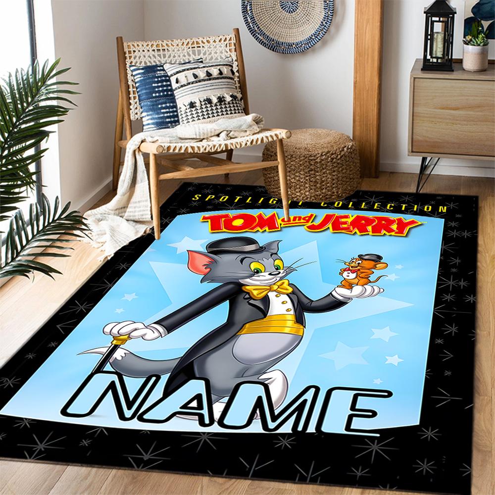 Looney Tom Jerry's Valentine Customized Name Floor Rug Office Rug Design for Balcony Living Rooms Study room Hallway Antislip Carpet Office home decor