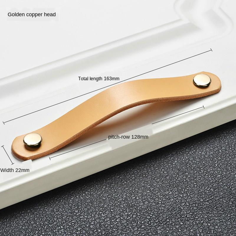 Nordic cowhide wardrobe drawer door leather handle kitchen cabinet bedroom study handle furniture children handlehandle