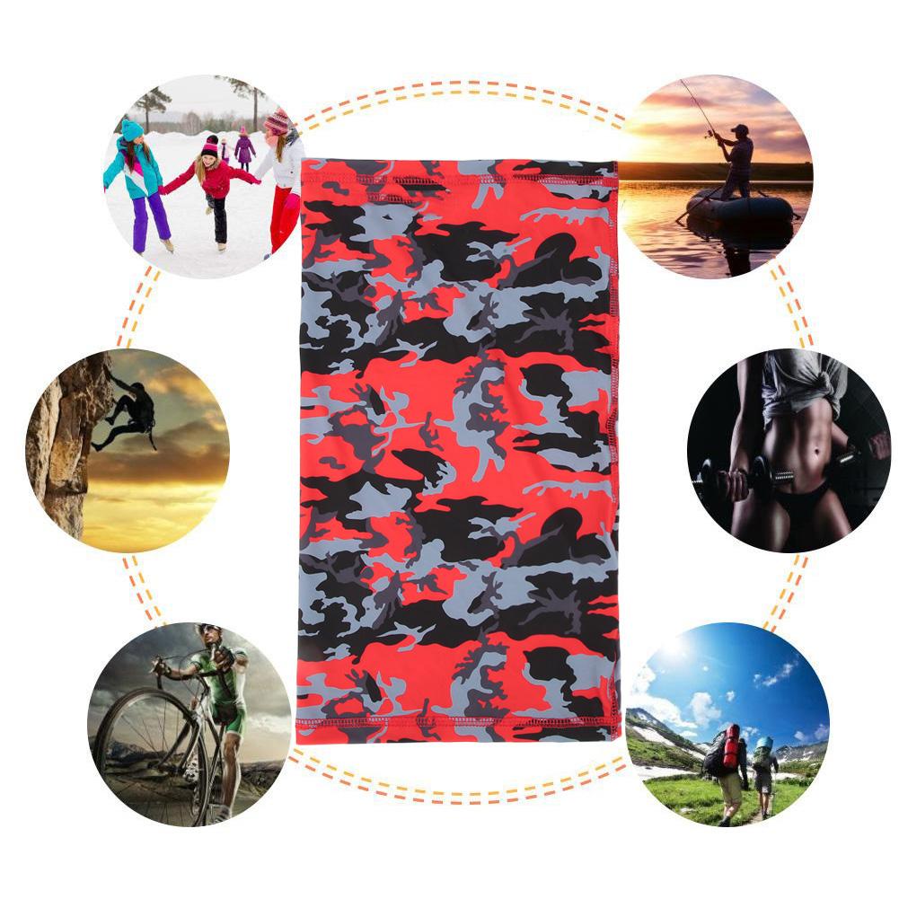 Summer Outdoor Ice Silk Scarf Sun Protection Face Towel Mask for Fishing Riding(red Camouflage)