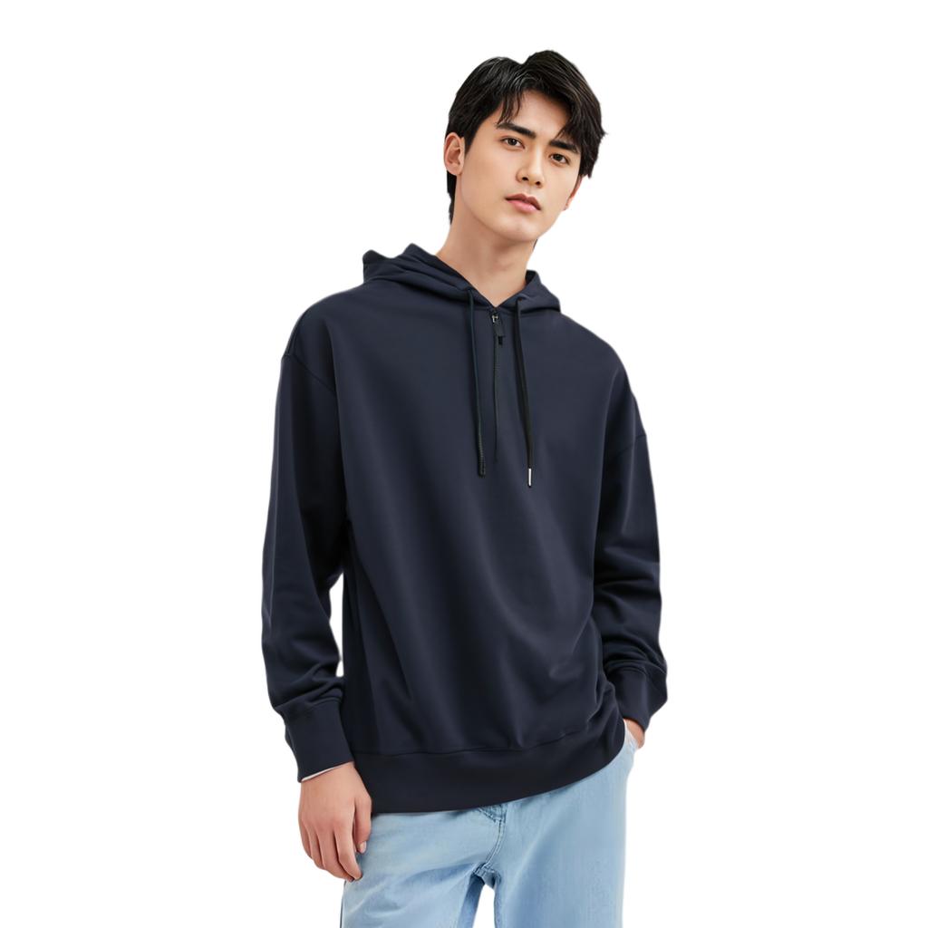 Uniqlo X Jil Sander Collaboration Solid Color Pullover Long Sleeve Sweatshirt Men Sweatshirt Indigo 445156-69