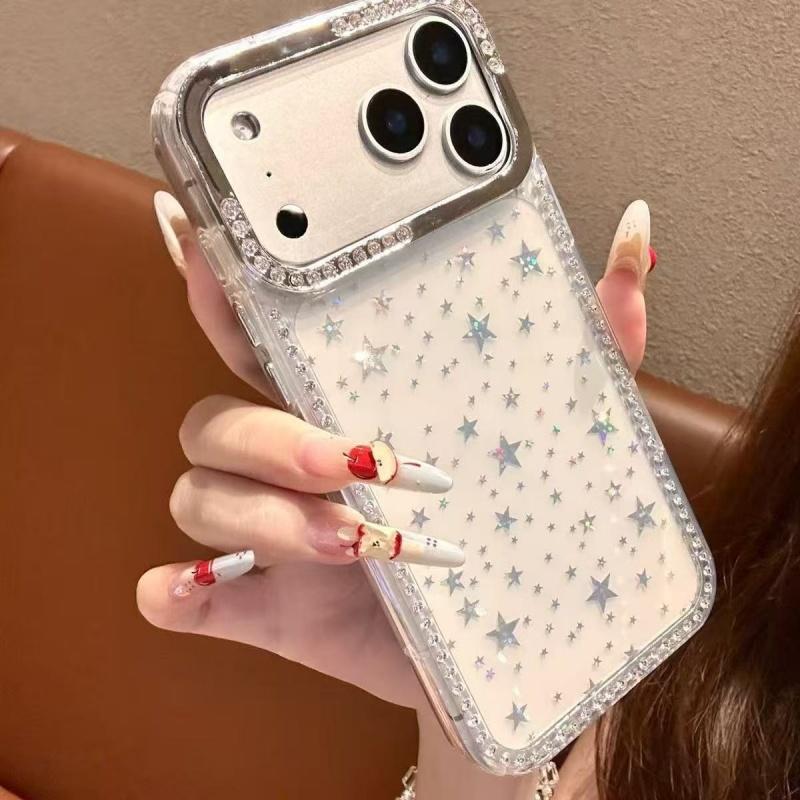 

Роскошный Прозрачный Блестящий Чехол-Звезда с Алмазами для iPhone 11 12 13 14 15 16 17 Pro Max Модный Мягкий Ударопрочный Чехол iPhone 17 Pro Max