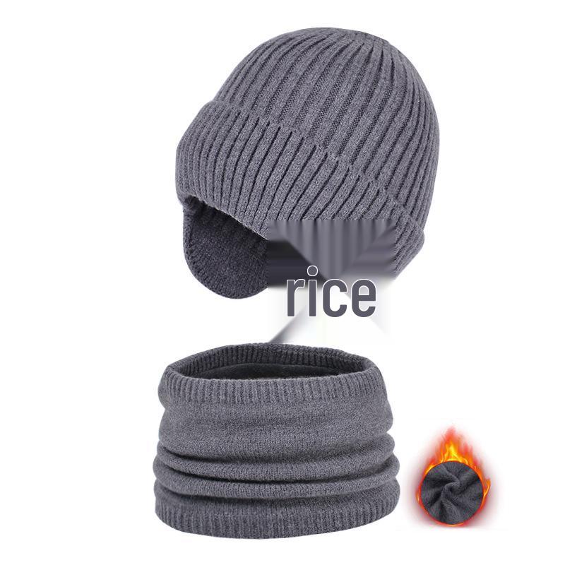 2153 Kids' Winter Hat & Fleece Scarf Set - Knitted Woolen, Warm Ear Protection, Pullover Design