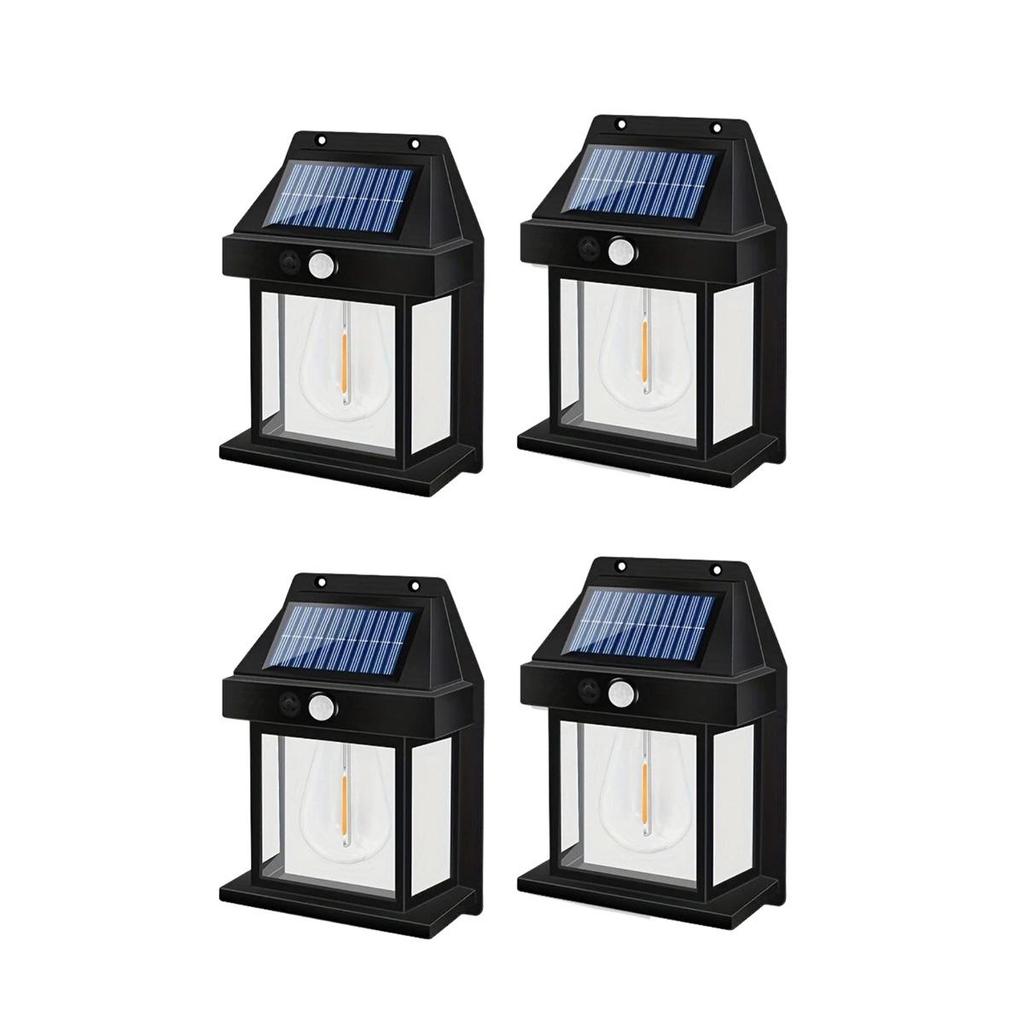 4PCS Solar Wall Light Tungsten Waterproof Wireless Motion Sensor Security Lamps Dusk To Dawn Exterior Lighting for Patio Porch Garage