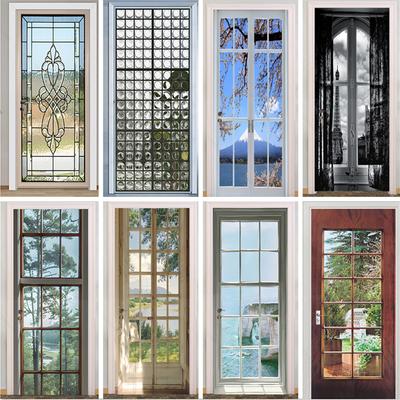 Vetro Esterno Paesaggio Adesivi per porte Muraux Home Decorazione di nozze Carta da parati Poster Room Decor Estetico Bagno