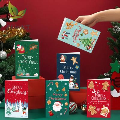 6 Unidades Tarjeta de Felicitación de Navidad Feliz Navidad Tarjetas Escritas a Mano Para Familia Amigos Tarjetas de Mejores Deseos Postales Sobres Pegatina