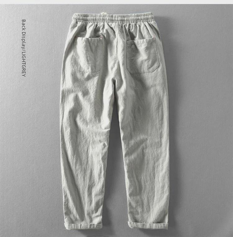 Men's Loose Cotton & Linen Casual Summer Straight Pants, Nine-Point Thin Style