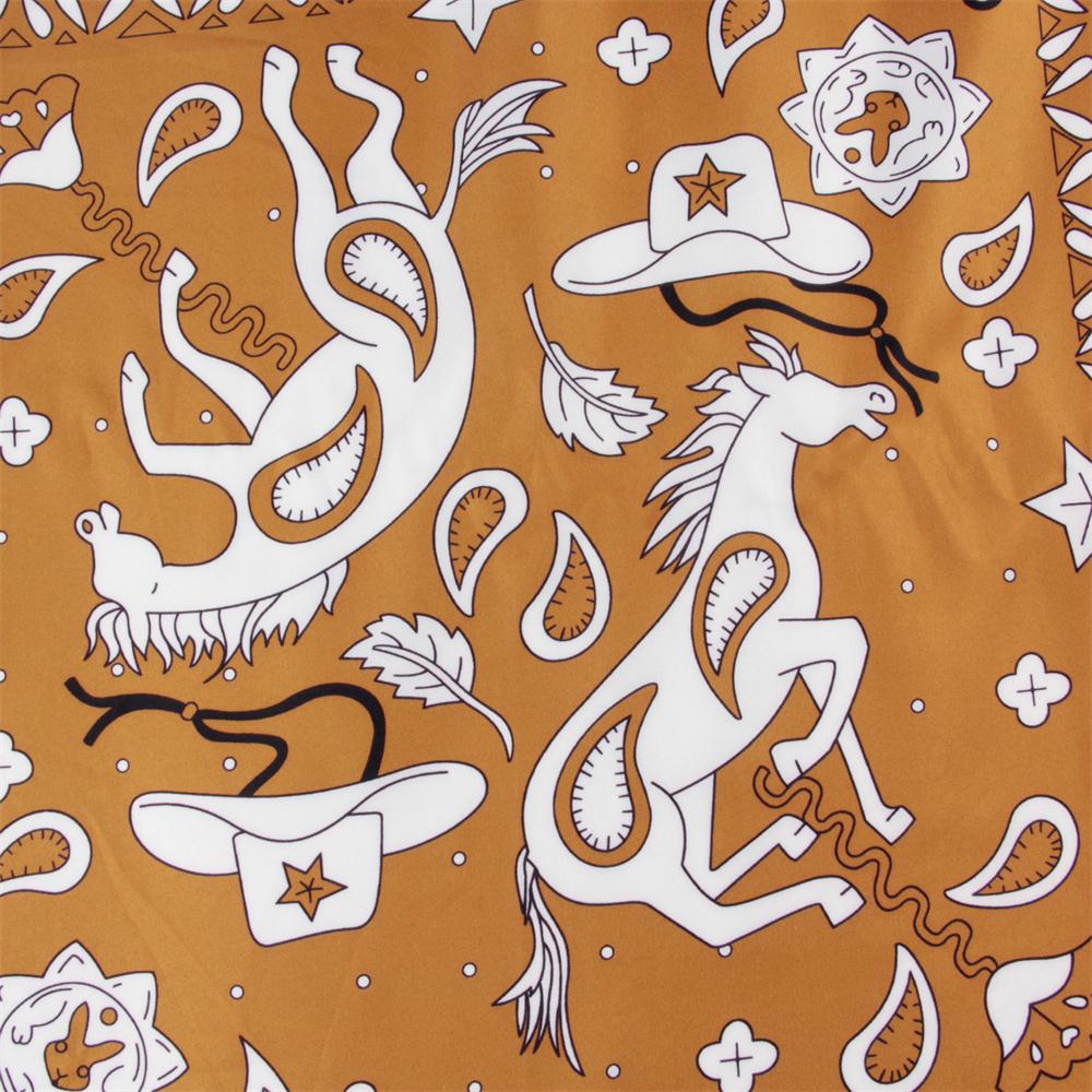 POBING Manual Hand Rolled Twill Silk Scarf Women Animals Double Print Square Scarves Wraps Echarpes Foulards Femme Hijab 90CM