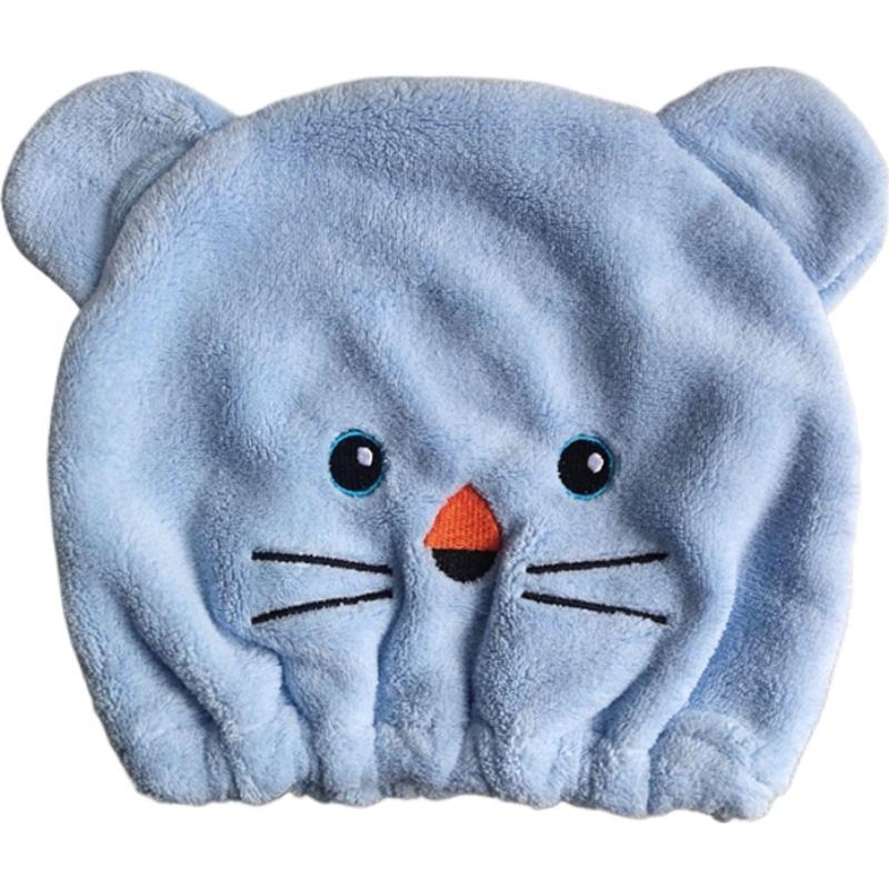 Cute Cartoon Bear Soft Absorbent Dry Hair Cap For Kids Coral Fleece Microfiber Hair Drying Towel Head Wrap For Children Kids