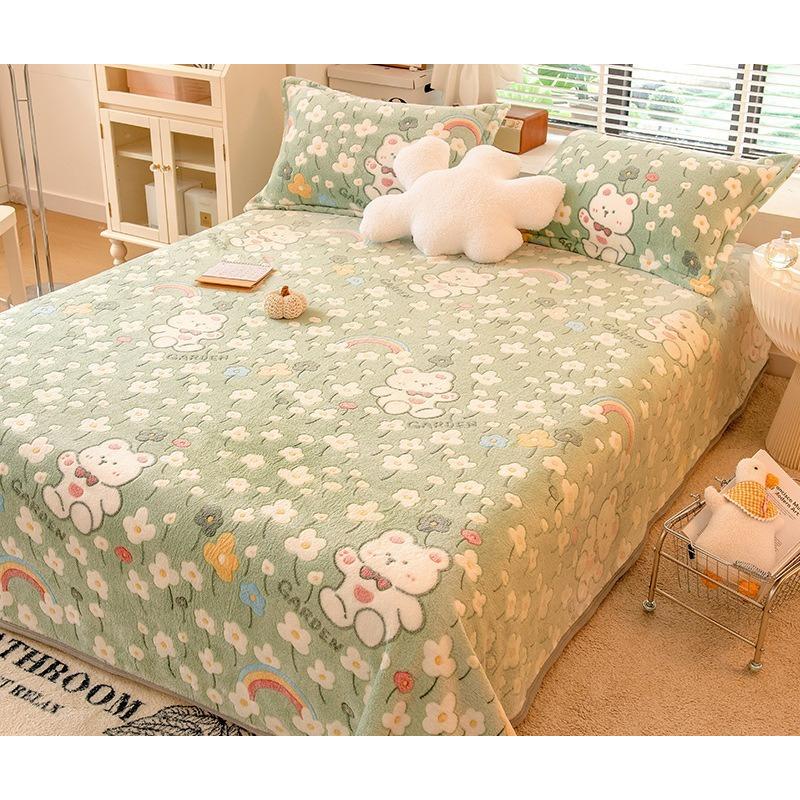 Active Printing Dyeing Double-sided Plush Blanket Dormitory Single Blankets Soft Skin Friendly Bed Sheets Bedclothes Multi Functional Covers 1pcs