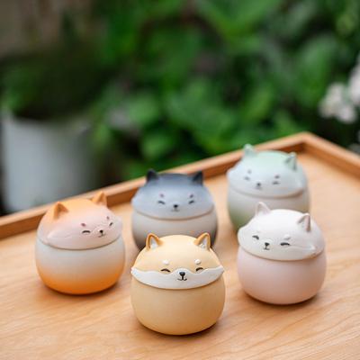 Keramická dóza na čaj Shiba Inu, úložný organizér, porcelánová krabička na čaj s víkem, odolná proti vlhkosti, dárek, roztomilá domácí zvířata, uzavřená nádoba pro domácnost