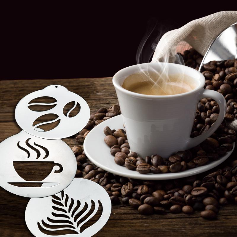 FAIS DU Edelstahl Kaffee Schablone Kuchen Dekorationsschablone Backschablone für Latte Cappuccino DIY Kunst Kaffee Zubehör