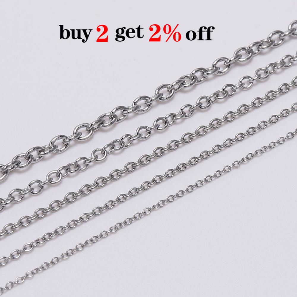 5 Meter/Los 1,2 1,6 2,5 3 mm Kreuz Edelstahl Halsketten Ketten Großhandel Gliederkette Für DIY Schmuckherstellung Zubehör