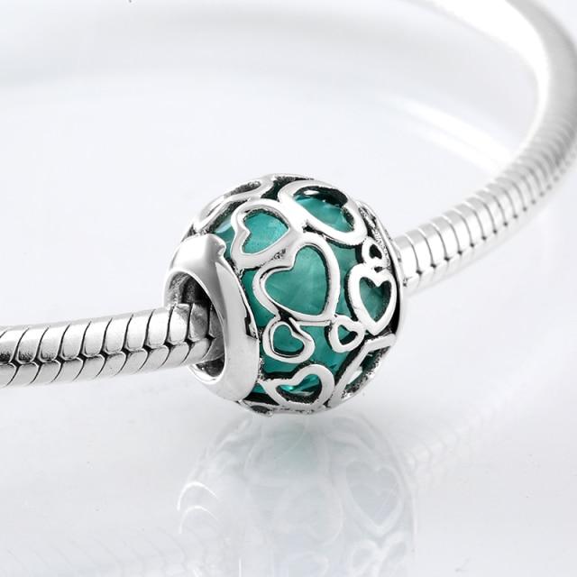 Perles fines en argent sterling 925 de forme ronde La famille est là où l'amour grandit Perles fines à faire soi-même adaptées aux bracelets à breloques originaux Fabrication de bijoux