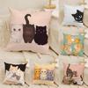 Cute Cartoon Plush Cat 2 Pillow Case Linen Cushion Covers For Decorative Sofa Home Pillows Case Car Chair Pillows Cases